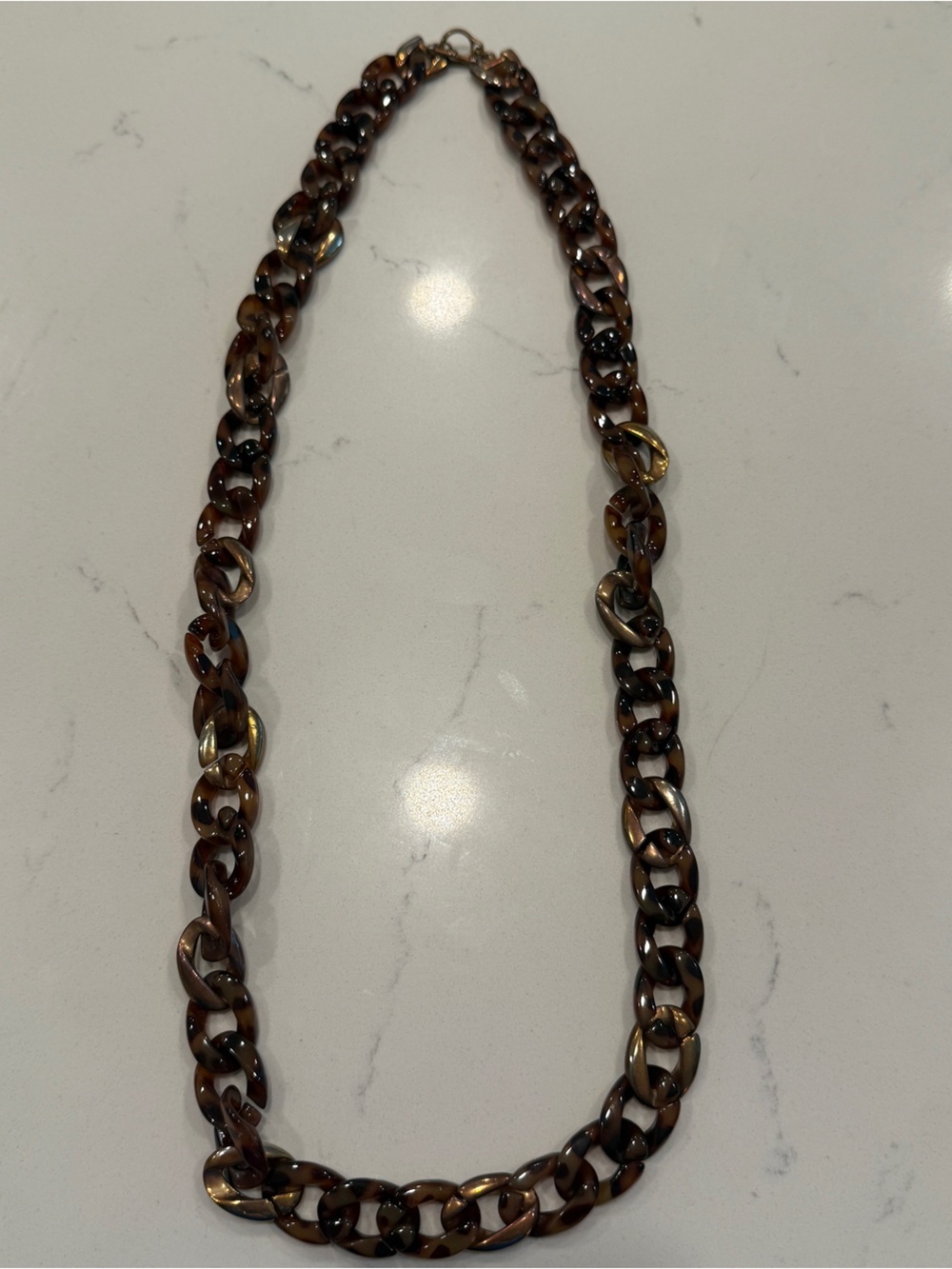 Tortoiseshell Chain Link Necklace - Brown